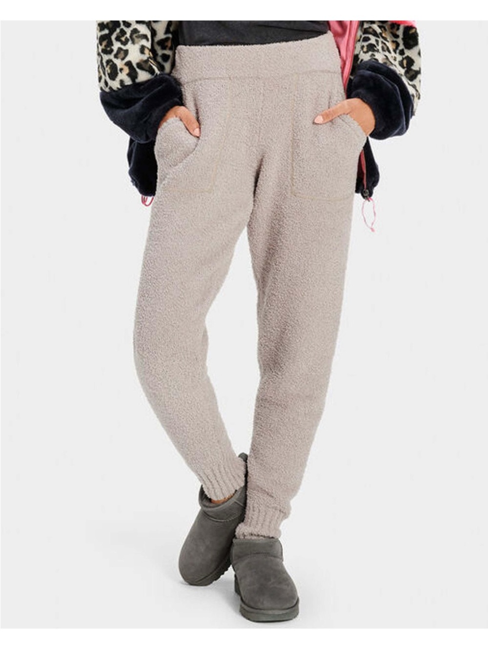 UGG Safiya Cozy Knit Jogger Pants Granite Gray/Taupe
